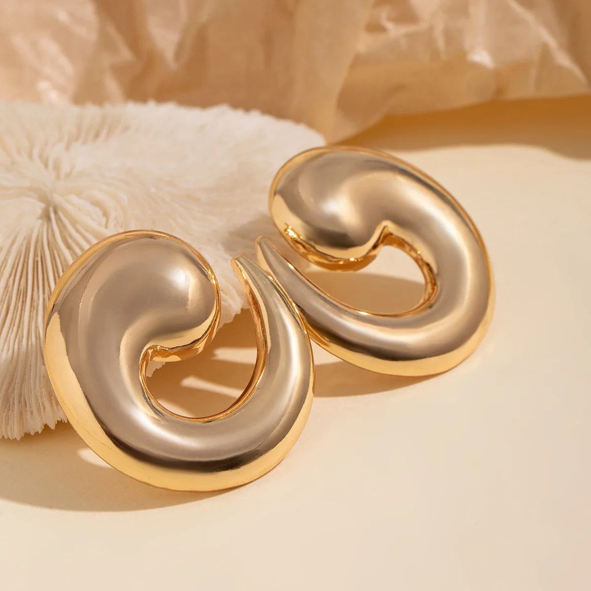 Vintage Geometric Metal Stud Earrings