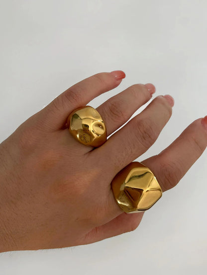 Textured Geometric Dome Ring