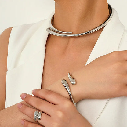 Bold Geometric Necklace & Bangle Set