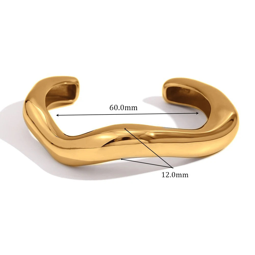 Modern Yellow Tone Cuff Bracelet