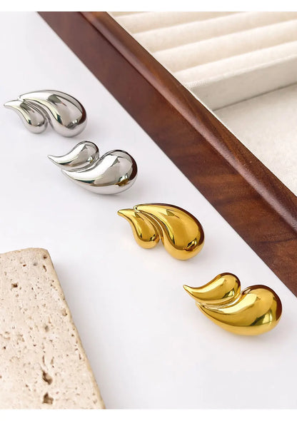 Double Layered Water Drop Stud Earrings