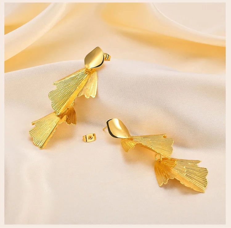 Geometric Leaf Dangle Earrings