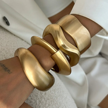 Matte Metal Wide Cuff Bracelet