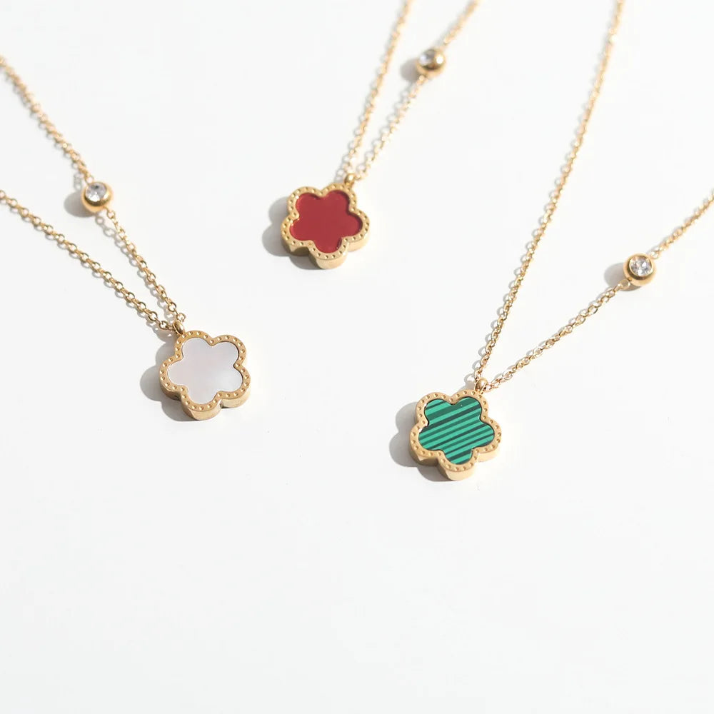 Elegant Five-Leaf Clover Necklace