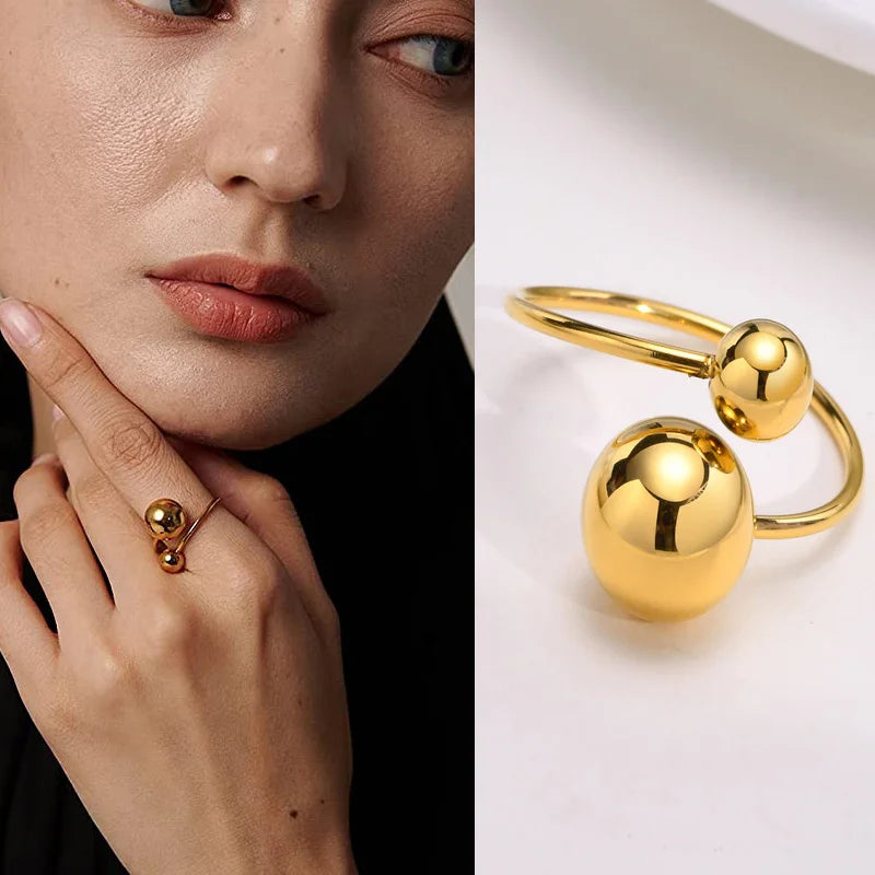 Minimalist Double Ball Statement Ring