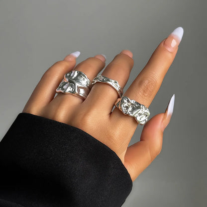 Exaggerated Punk Irregular Ring Set