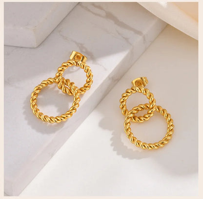 Double Circle Rope Drop Earrings