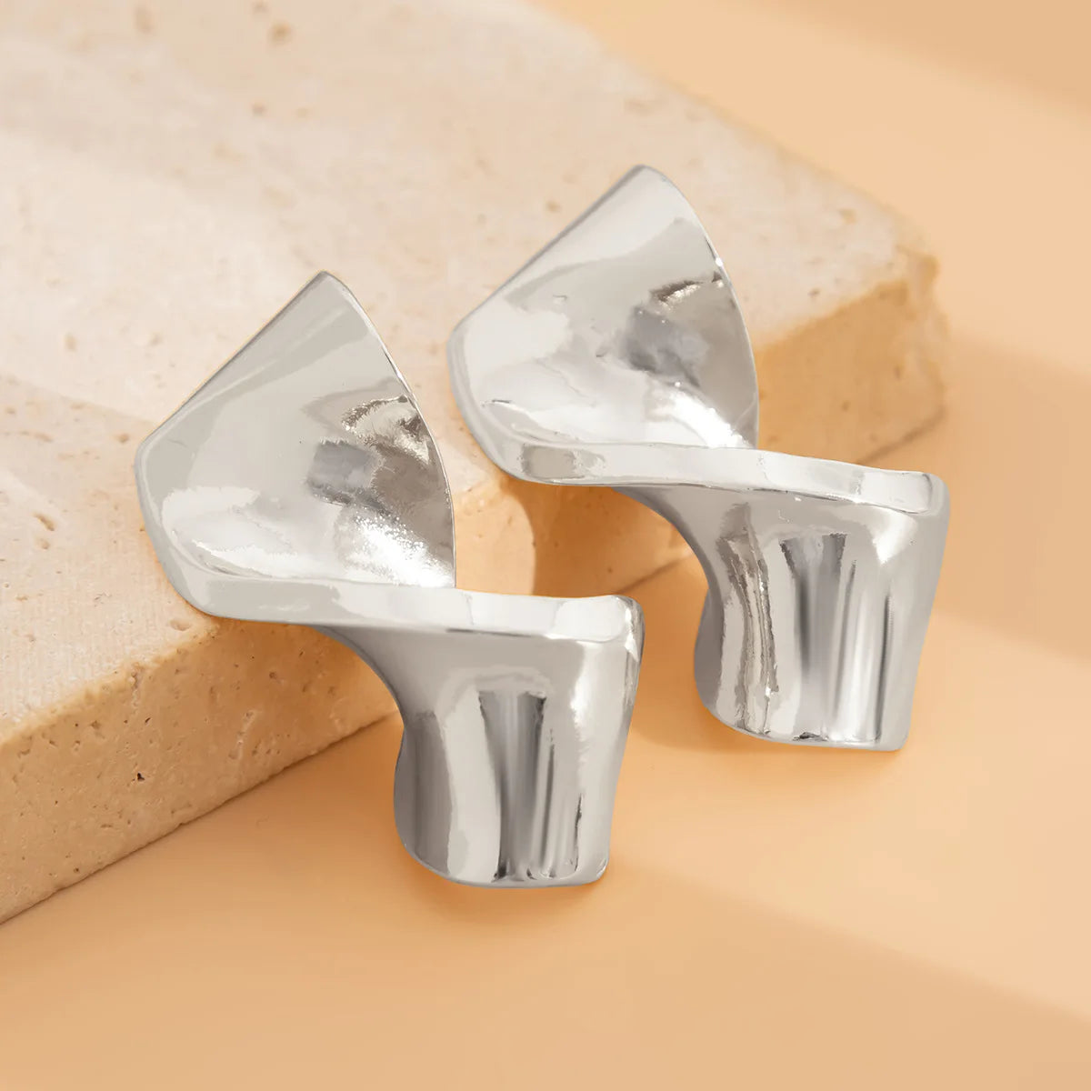 Irregular Geometric Metal Stud Earrings