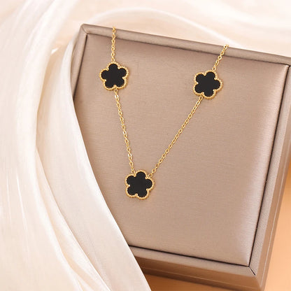 Five-Petal Double-Sided Pendant Necklace
