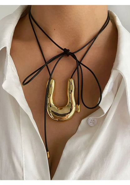 Oversized Horseshoe Pendant Necklace