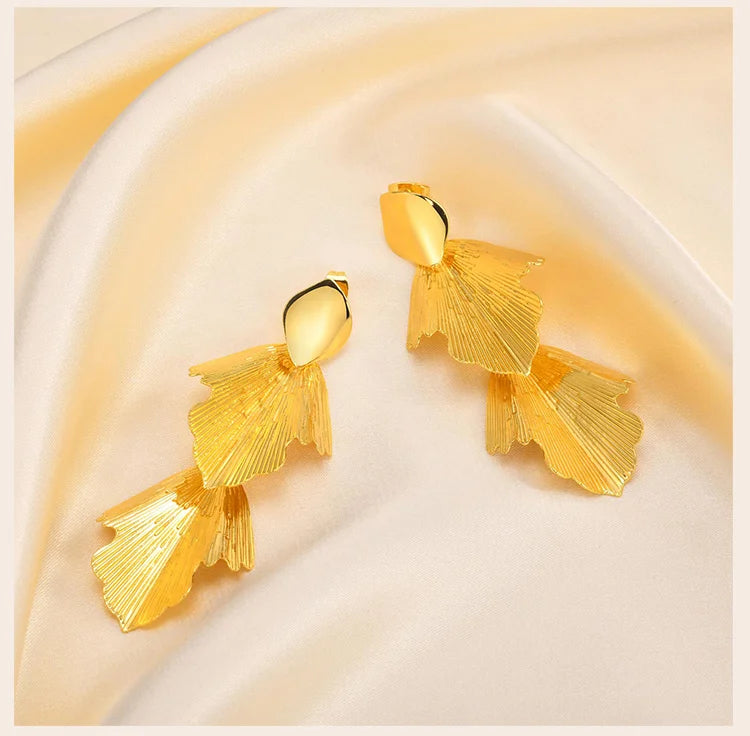 Geometric Leaf Dangle Earrings