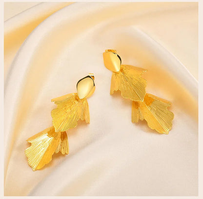Geometric Leaf Dangle Earrings