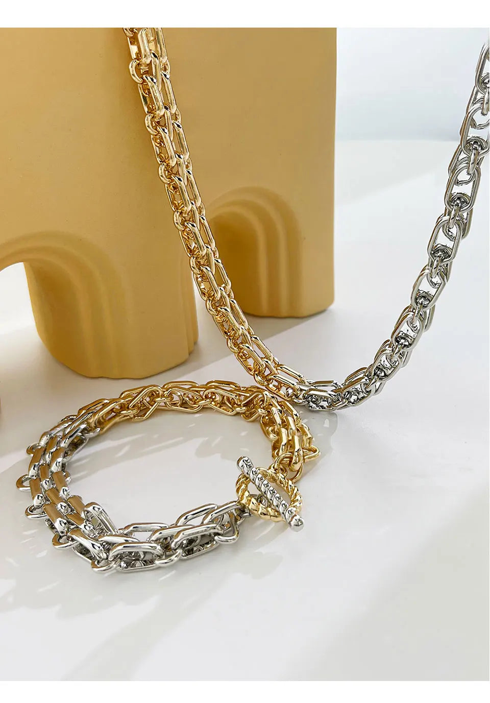 Two-Tone Chunky Link Chain Necklace