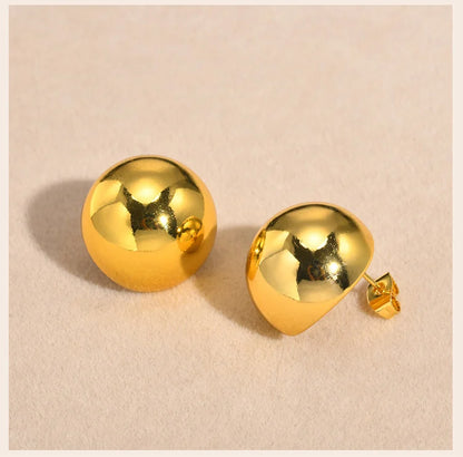 Half-Round Geometric Stud Earrings