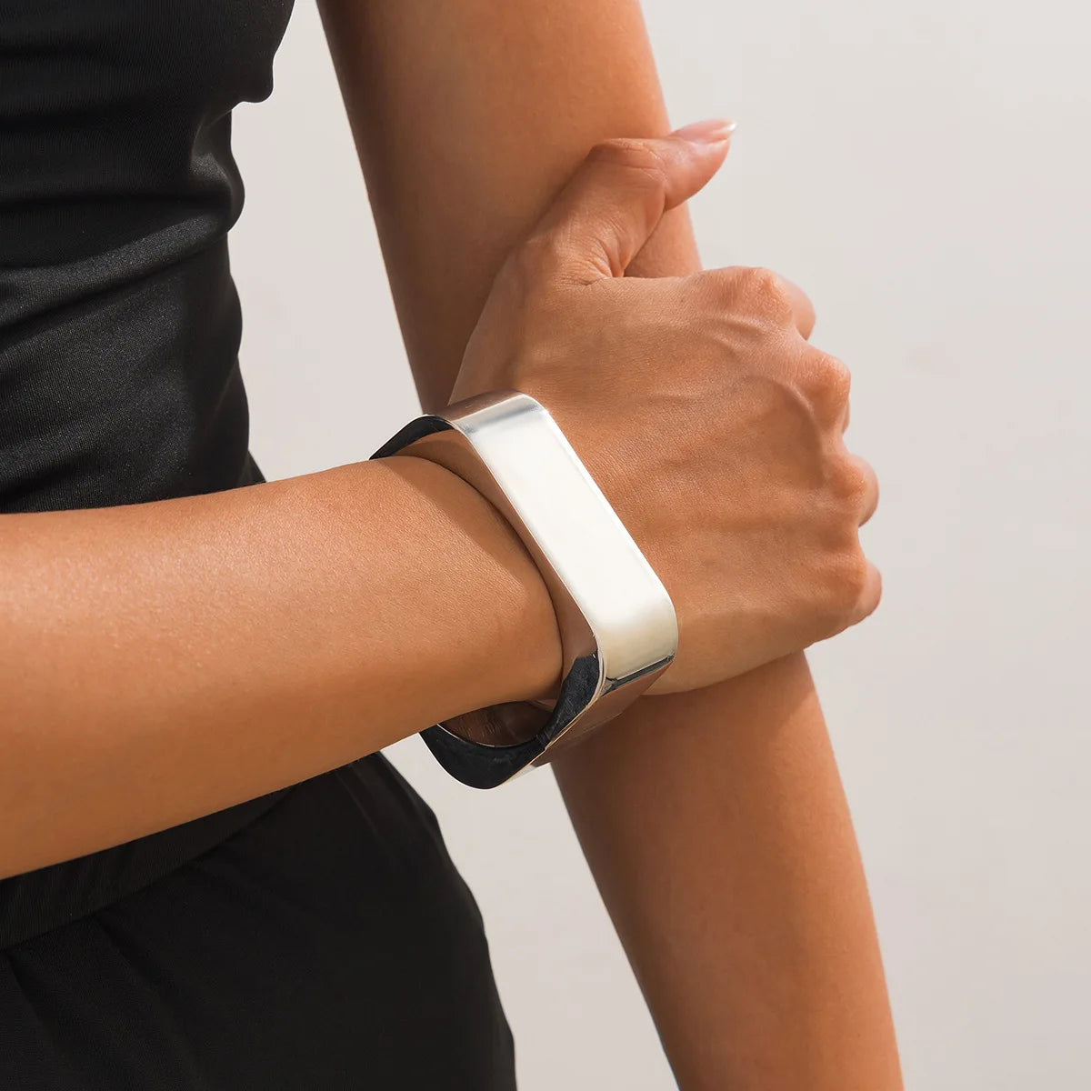 Bold Square Geometric Wide Cuff Bangle