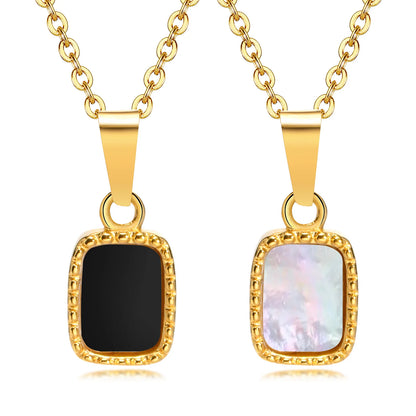 Onyx Black Rectangle Pendant Necklace