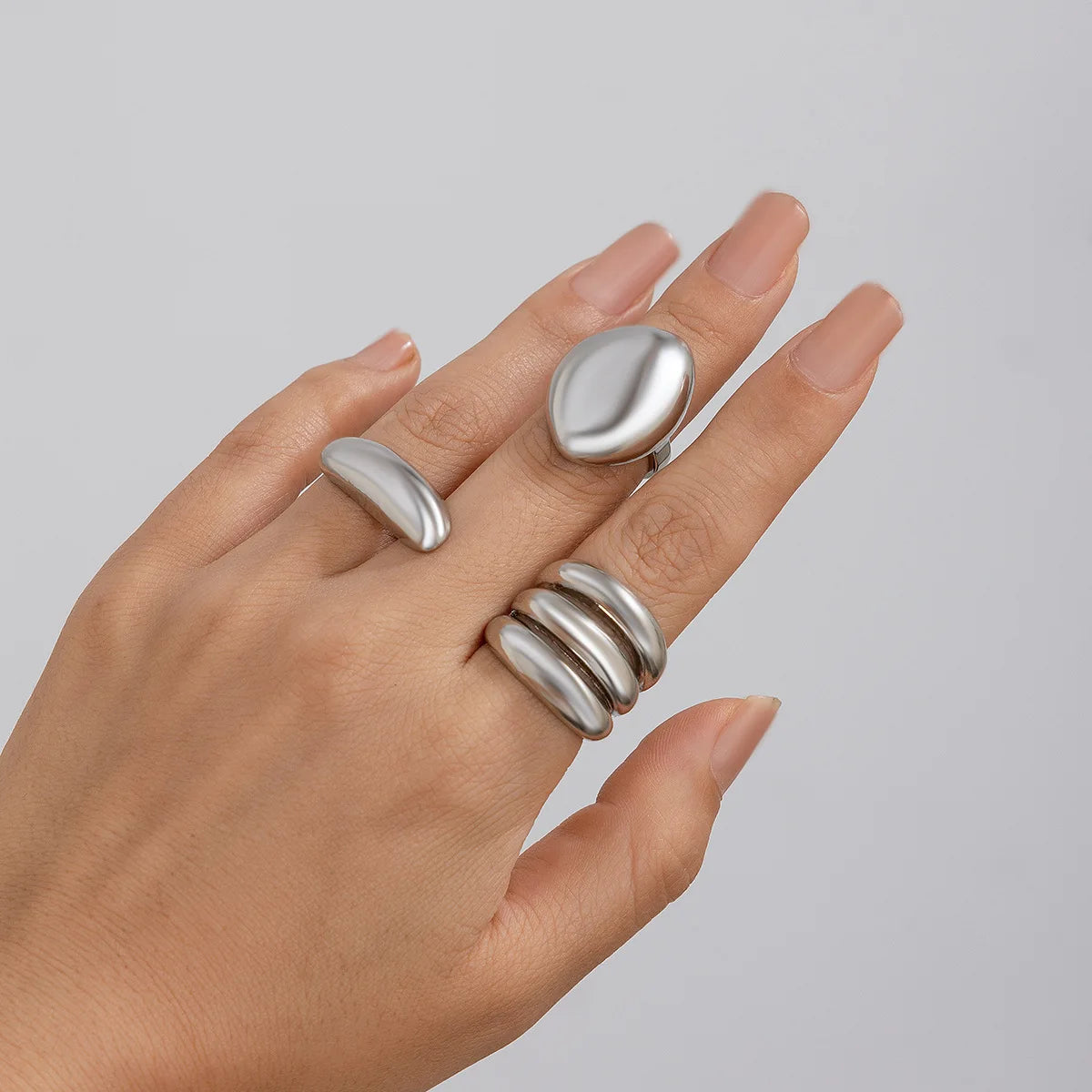 Gold & Silver Plated Geometric Ring Set