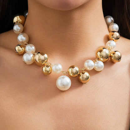 Statement Pearl Beaded Choker Necklace