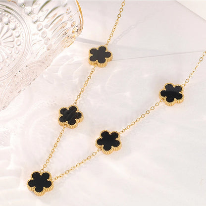 Five-Petal Double-Sided Pendant Necklace
