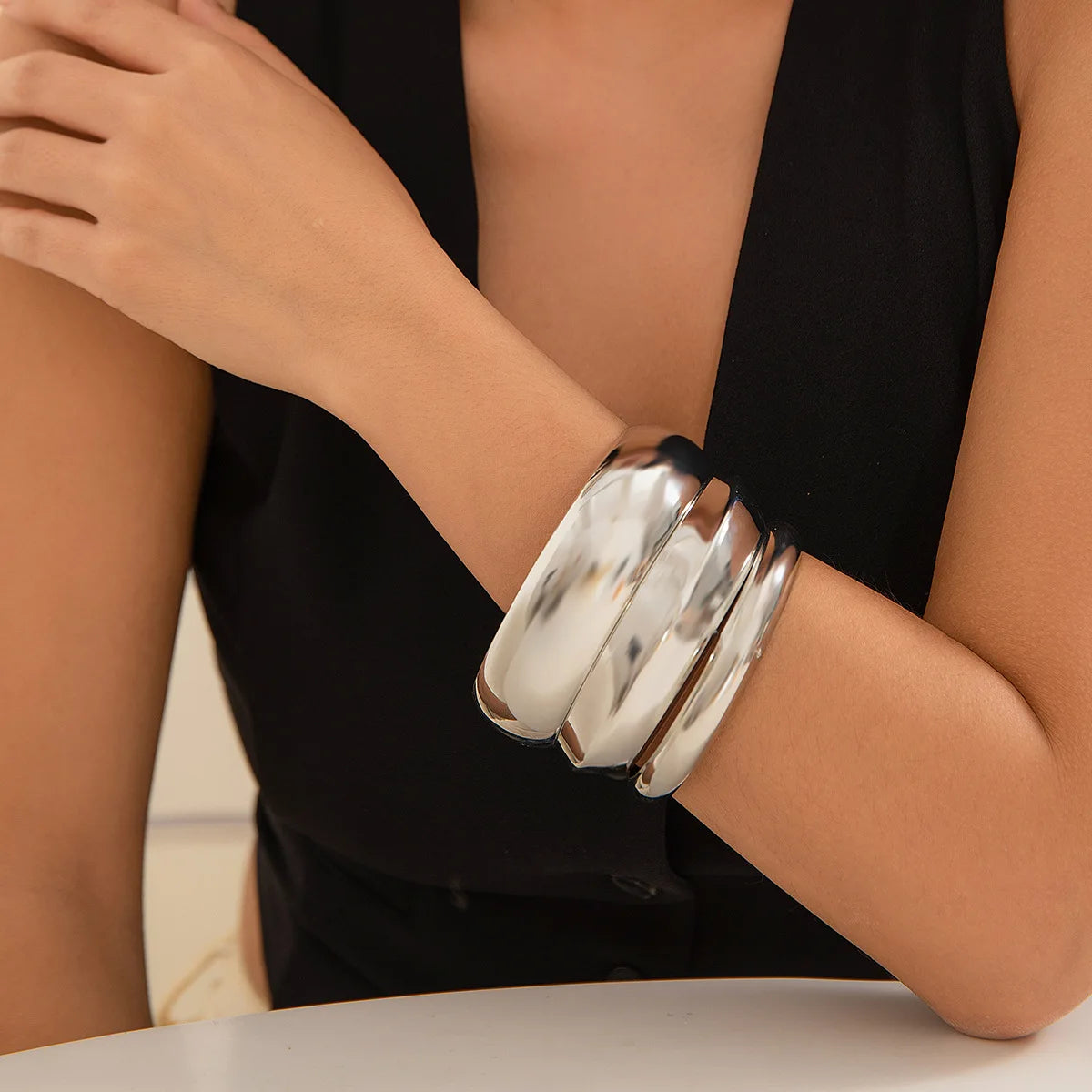 Layered Metal Cuff Bangle