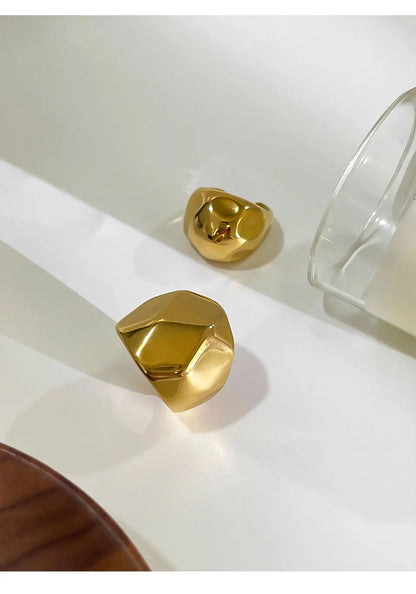 Textured Geometric Dome Ring