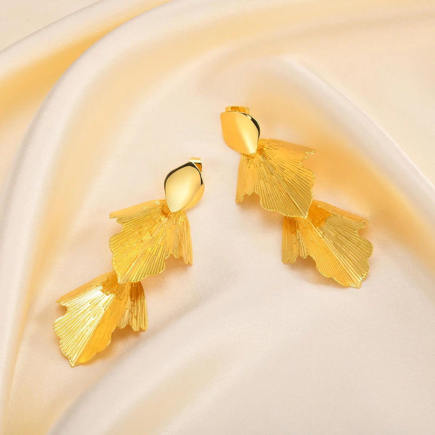 Geometric Leaf Dangle Earrings