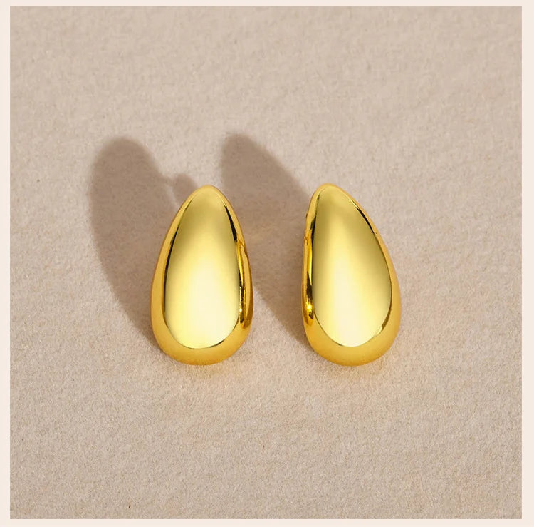 Drop Hoop Stud Earrings