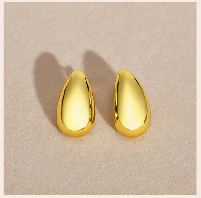 Drop Hoop Stud Earrings