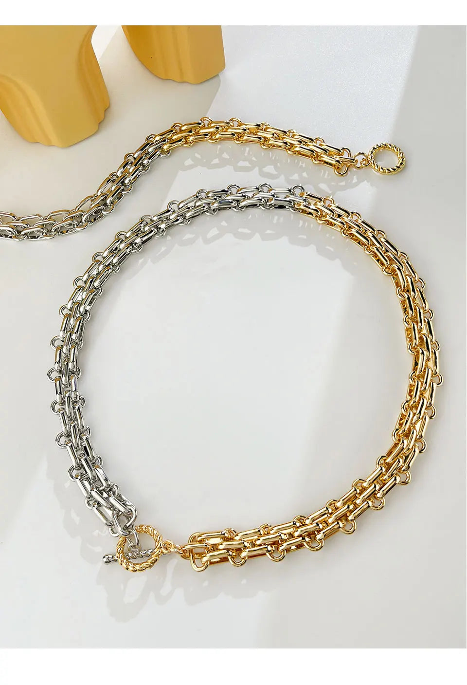 Two-Tone Chunky Link Chain Necklace