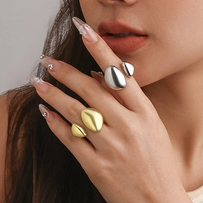 Bold Geometric Water Drop Open Ring