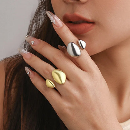 Bold Geometric Water Drop Open Ring