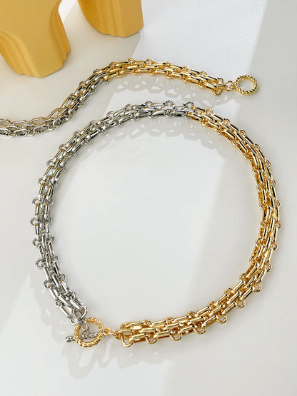 Two-Tone Chunky Link Chain Necklace