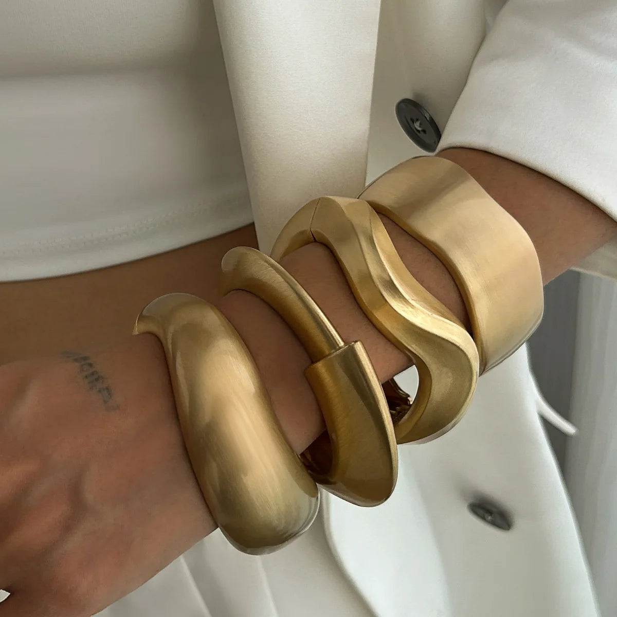 Matte Metal Wide Cuff Bracelet