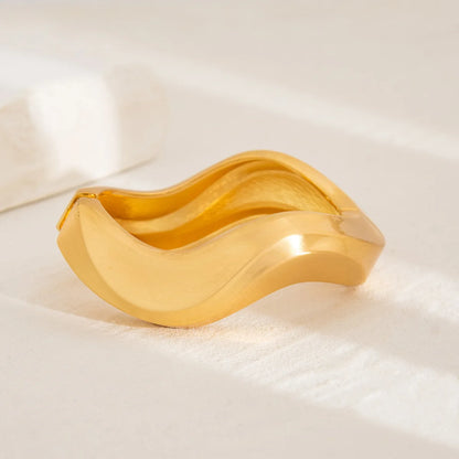 Bold Sculptural Wave Cuff Bracelet