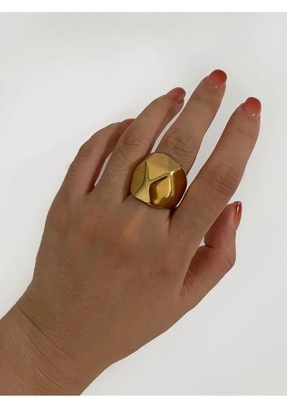 Textured Geometric Dome Ring