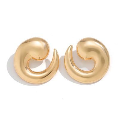 Vintage Geometric Metal Stud Earrings