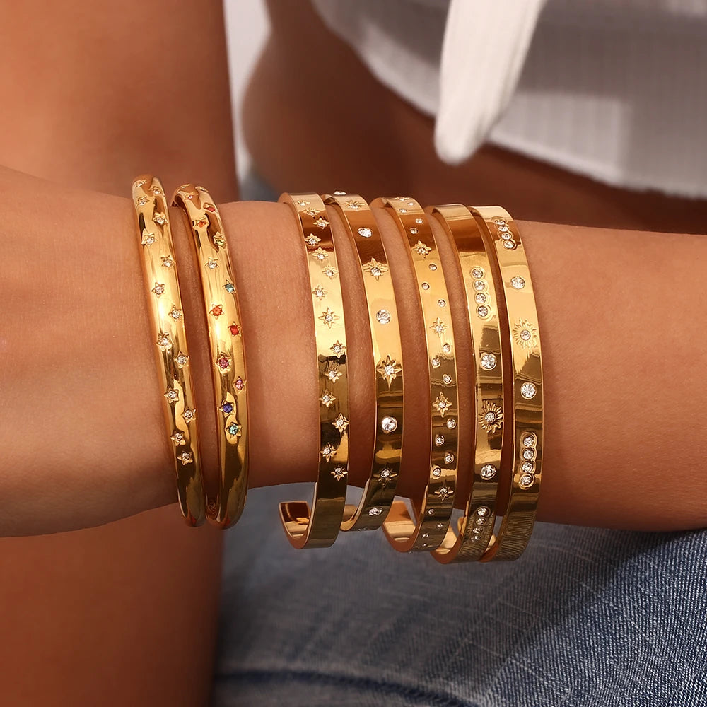 Star-Embellished Open Cuff Bracelet