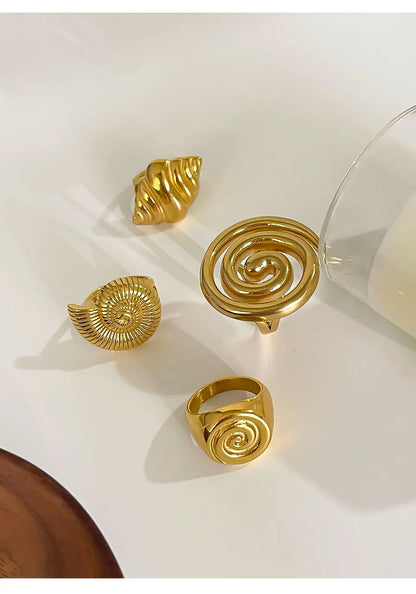 Glossy Spiral Chunky Open Ring