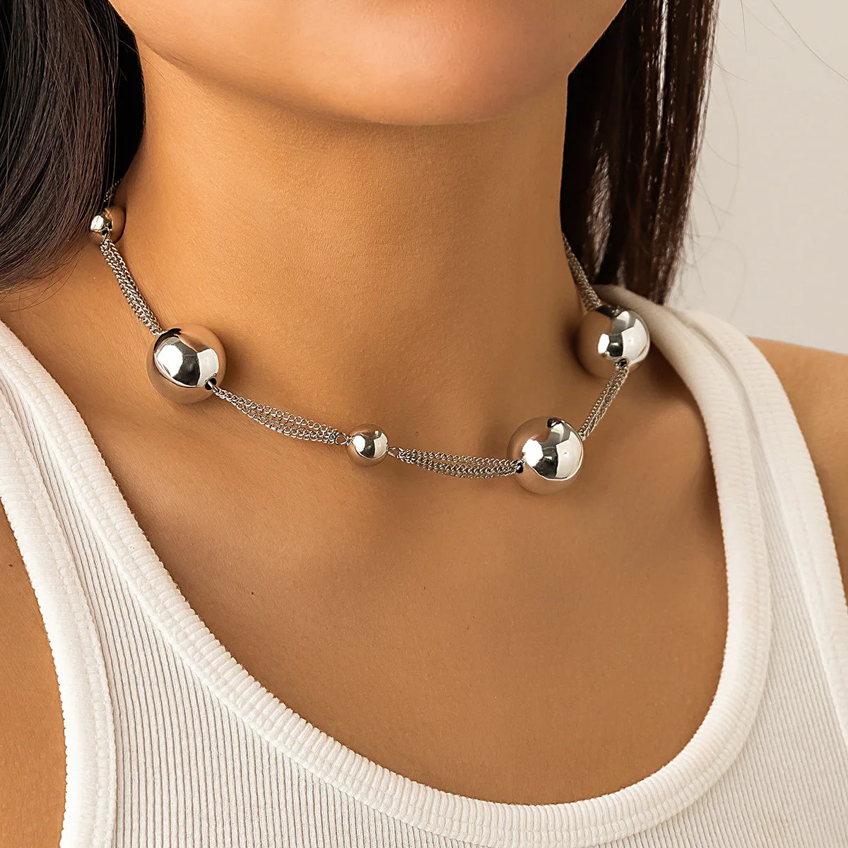 Statement Pearl Beaded Choker Necklace