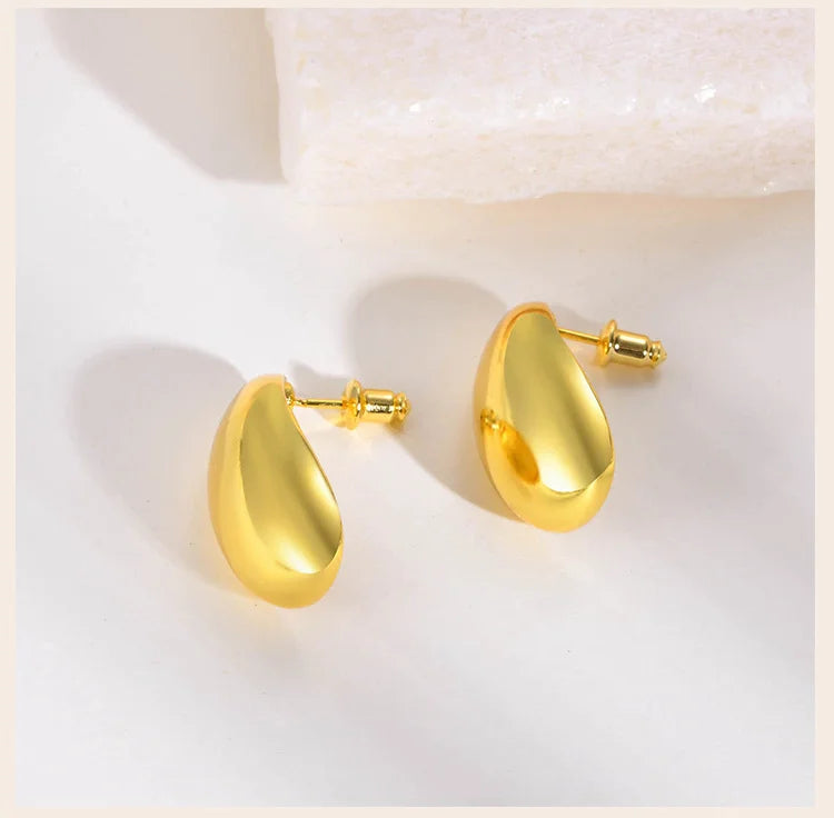 Drop Hoop Stud Earrings