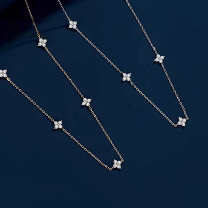 Four-Leaf Flower Zircon Inlay Choker Necklace