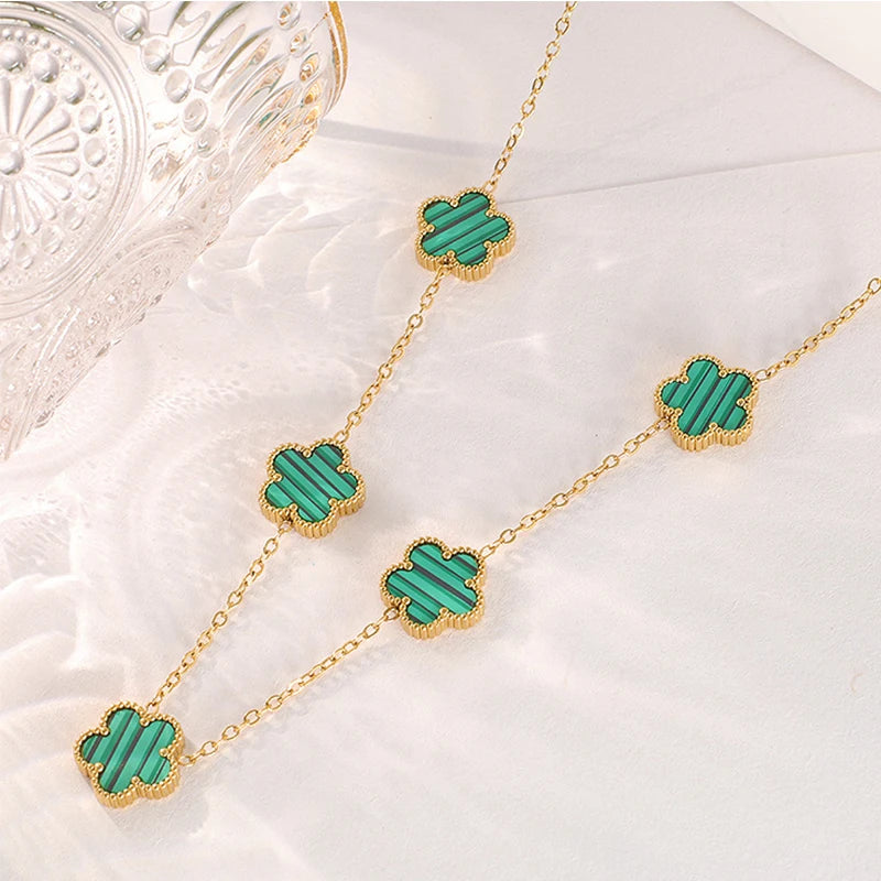 Five-Petal Double-Sided Pendant Necklace