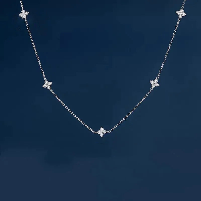 Four-Leaf Flower Zircon Inlay Choker Necklace