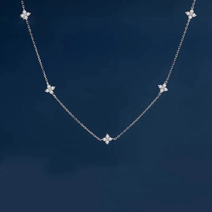 Four-Leaf Flower Zircon Inlay Choker Necklace
