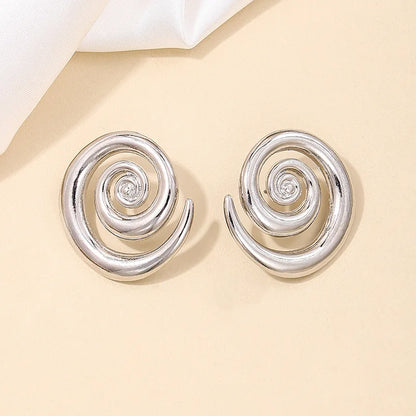 Exaggerated Hollow Spiral Geometric Stud Earrings