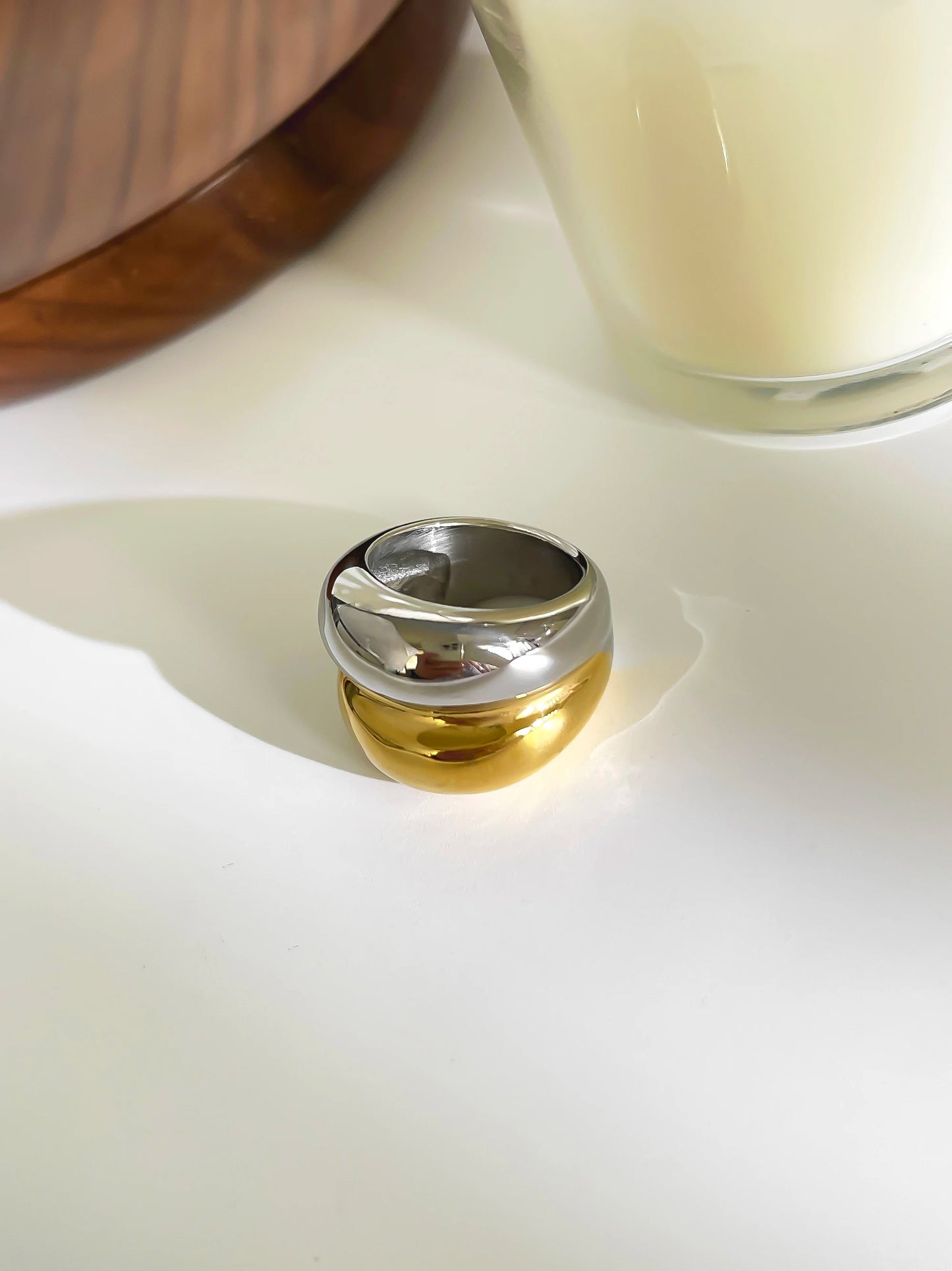 Bold Two-Tone Dome Ring