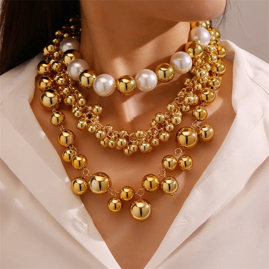 Elegant Pearl Bead Choker Necklace