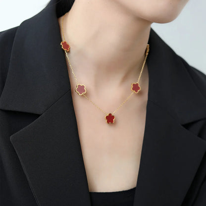 Five-Flower Clover Pendant Necklace