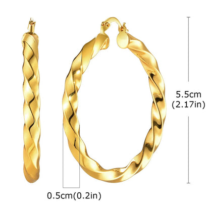 Large Twist Hoop Huggie Earrings