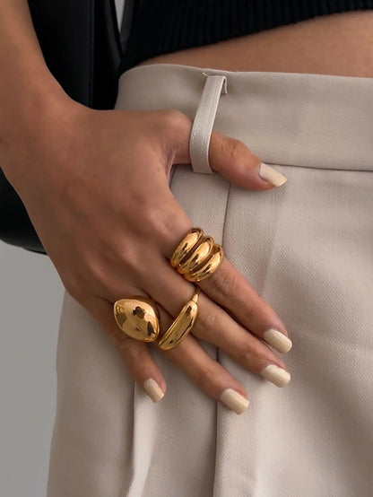 Gold & Silver Plated Geometric Ring Set